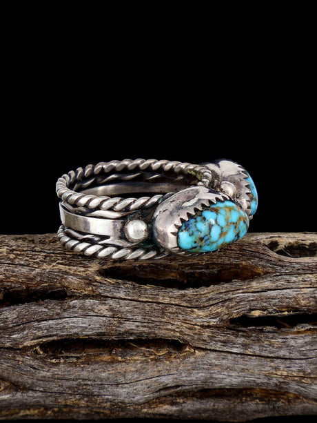 Vintage Sterling Silver Turquoise Ring, Size 8 1/2 - PuebloDirect.com