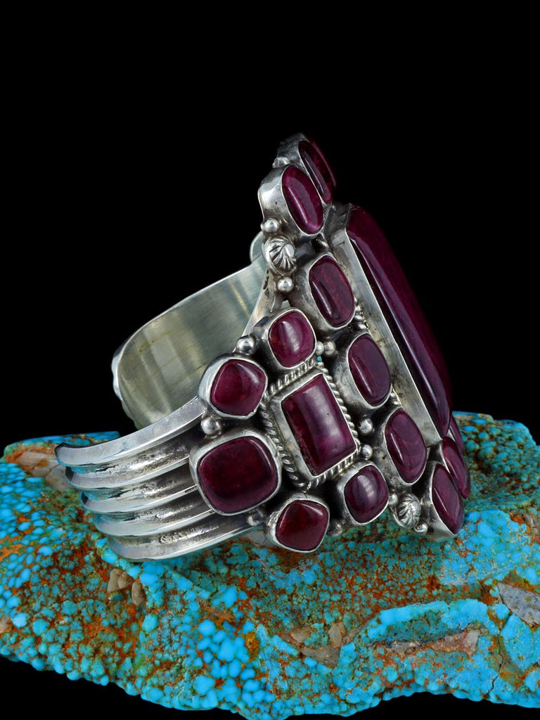 Native American Jewelry Sterling Silver Spiny Oyster Cuff Bracelet - PuebloDirect.com