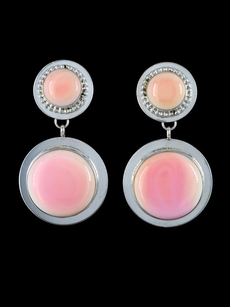 Navajo Sterling Silver Pink Conch Post Earrings - PuebloDirect.com