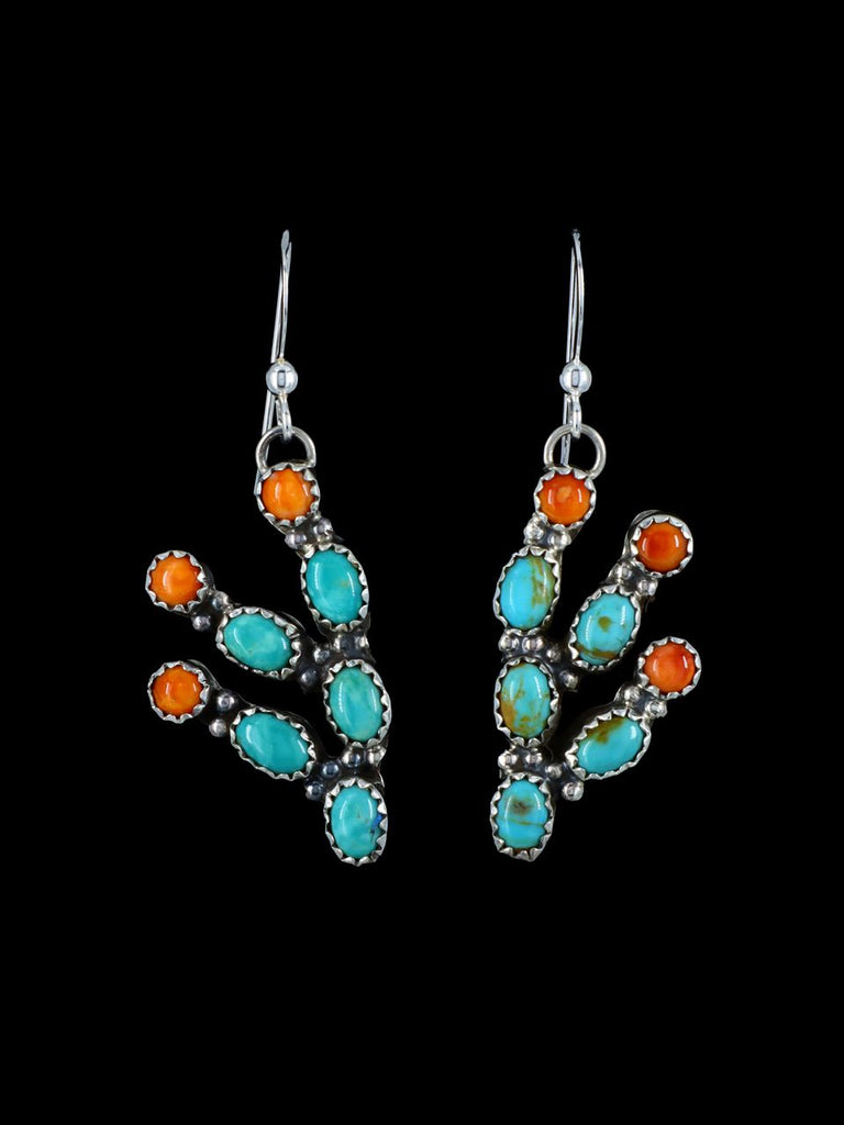 Native American Turquoise Prickly Pear Cactus Dangle Earrings - PuebloDirect.com