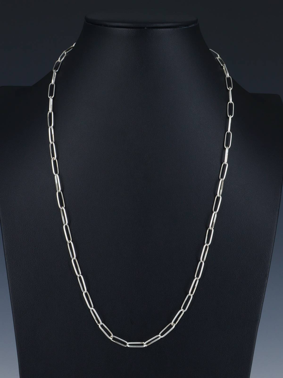 24" Handmade Sterling Silver Link Chain Necklace - PuebloDirect.com