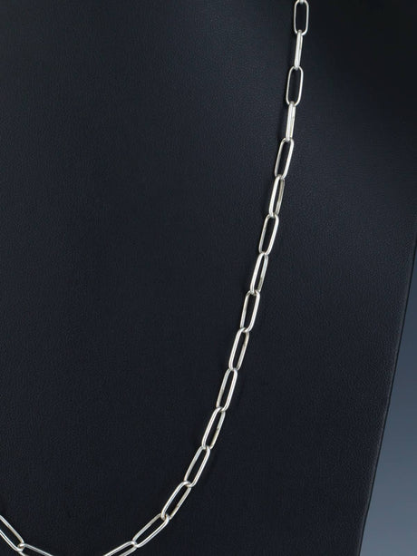 24" Handmade Sterling Silver Link Chain Necklace - PuebloDirect.com