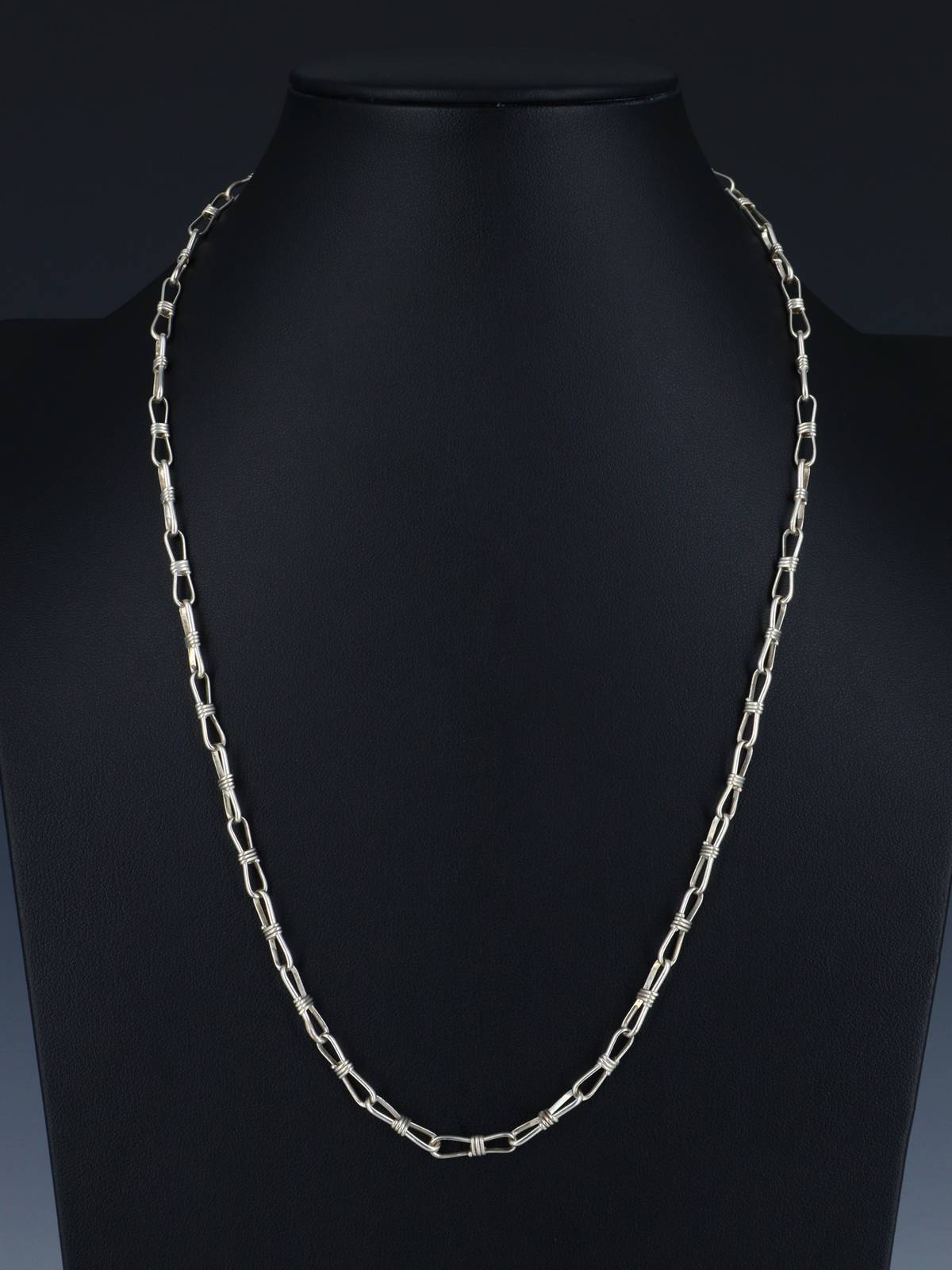 Navajo 24" Handmade Sterling Silver Link Chain Necklace - PuebloDirect.com