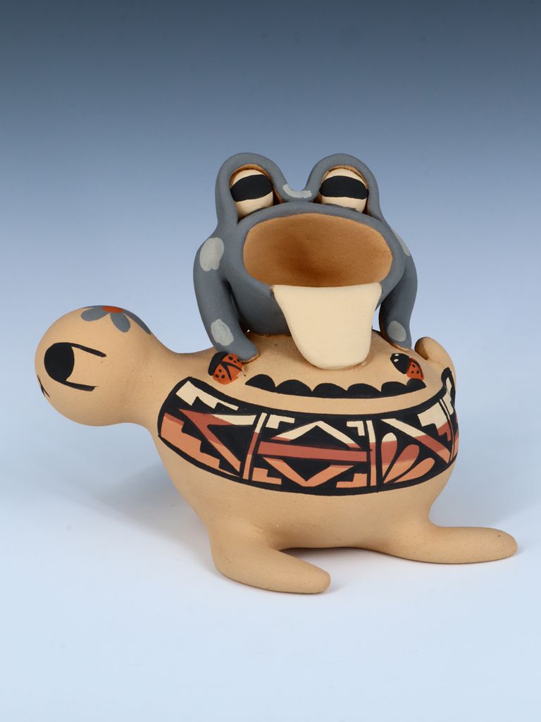 Jemez Pueblo Pottery Frog and Turtle Storyteller - PuebloDirect.com