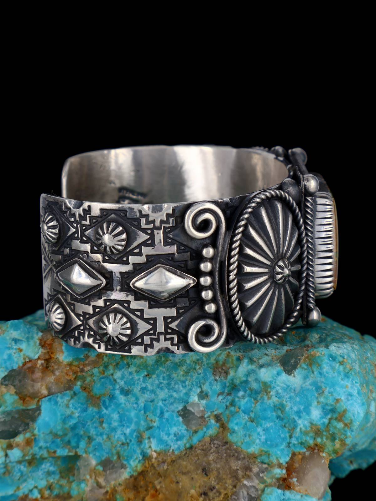 Navajo Natural Royston Turquoise Sterling Silver Cuff Bracelet