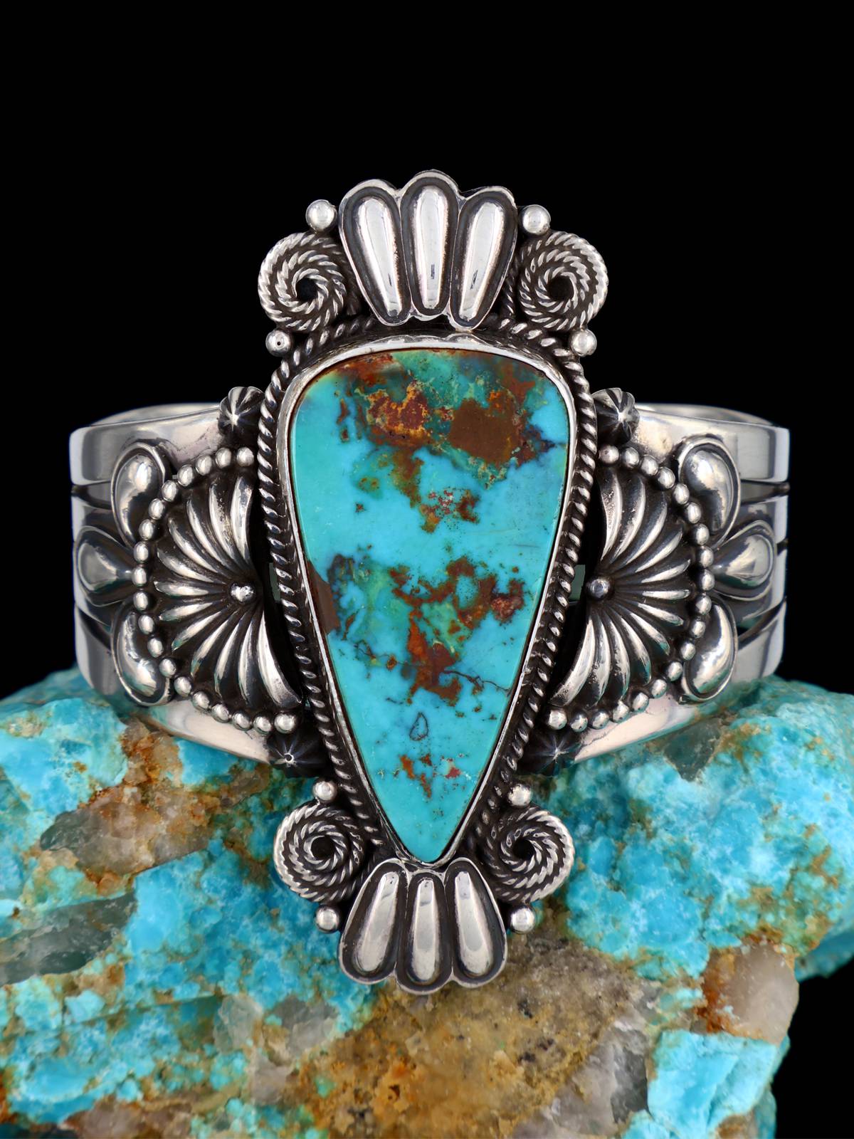 Navajo Jewelry Natural Royston Turquoise Cuff Bracelet - PuebloDirect.com