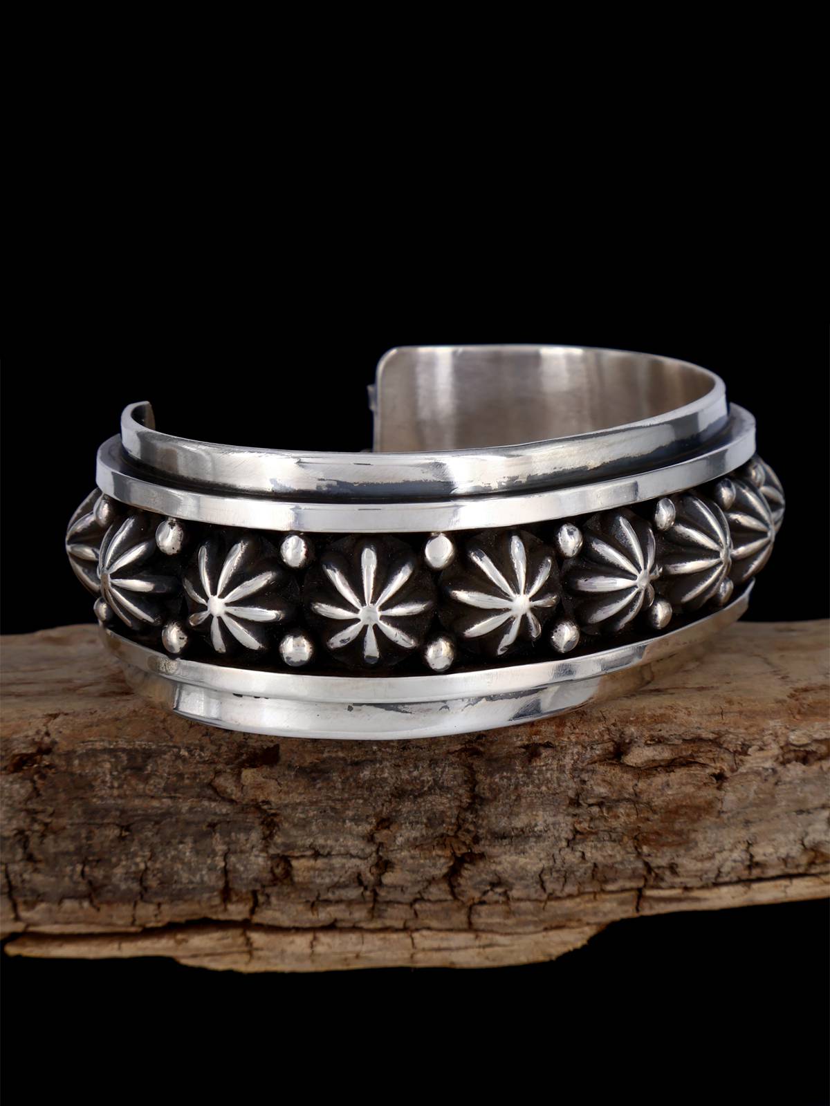 Native American Sterling Silver Star Burst Cuff Bracelet - PuebloDirect.com
