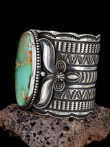 Native American Indian Jewelry Sterling Silver Royston Turquoise Cuff Bracelet - PuebloDirect.com