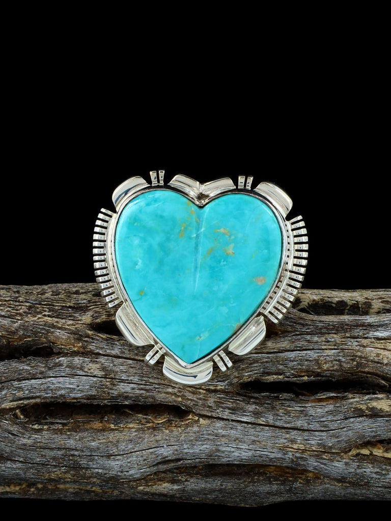 Native American Turquoise Heart Ring, Size 9 - PuebloDirect.com
