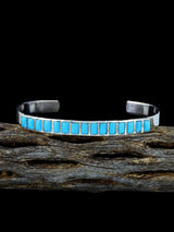 Native American Sterling Turquoise Zuni Inlay Cuff Bracelet - PuebloDirect.com