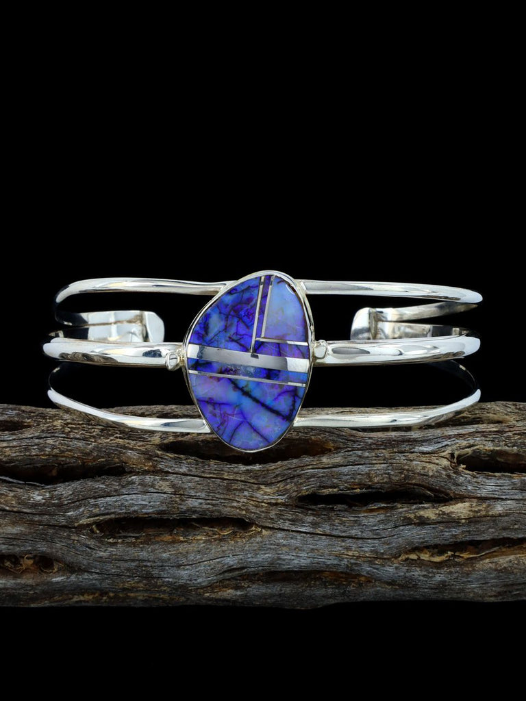 Native American Sterling Monarch Opal Inlay Cuff Bracelet - PuebloDirect.com