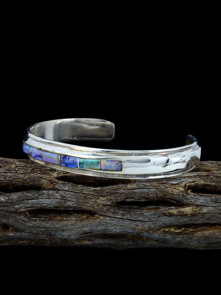 Native American Sterling Monarch Opal Inlay Cuff Bracelet - PuebloDirect.com