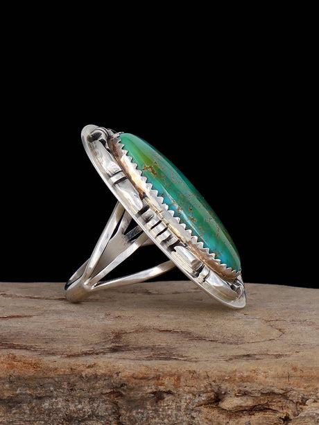 Vintage Sterling Silver Hubei Turquoise Ring, Size 8 - PuebloDirect.com