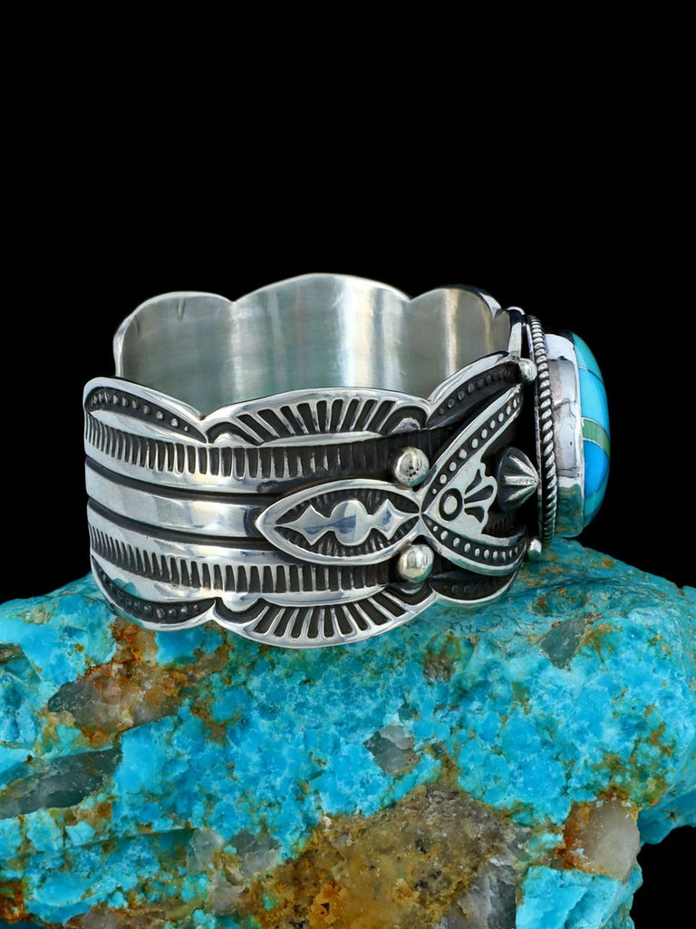 Native American Jewelry Turquoise Inlay Cuff Bracelet - PuebloDirect.com
