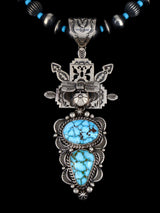 Colgante Nativo Americano de Plata de Ley Natural Royston Turquesa Kachina