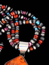Native American Spiny Oyster and Turquoise Necklace and Earrings Set - PuebloDirect.com