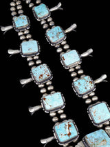 Native American Jewelry Dry Creek Turquoise Squash Blossom Necklace and Earrings Set - PuebloDirect.com