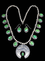 Sonoran Gold Turquoise Sterling Silver Storyteller Naja Necklace Set - PuebloDirect.com