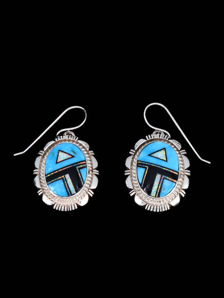 Navajo Jewelry Turquoise and Opalite Inlay Necklace and Earrings Set - PuebloDirect.com