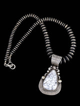 Native American White Buffalo Sterling Silver Beaded Necklace - PuebloDirect.com