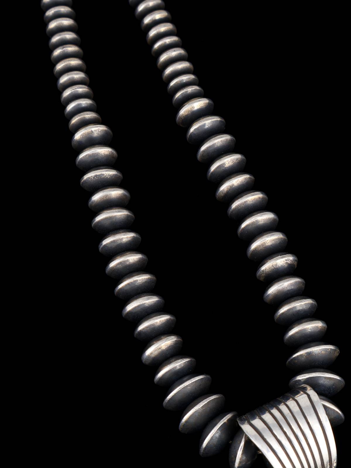 Native American White Buffalo Sterling Silver Beaded Necklace - PuebloDirect.com