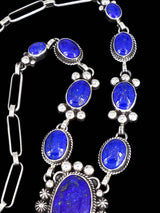 Native American Sterling Silver Lapis Necklace Set - PuebloDirect.com