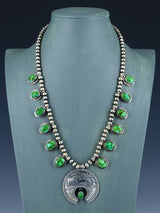 Sonoran Gold Turquoise Sterling Silver Storyteller Naja Necklace Set - PuebloDirect.com