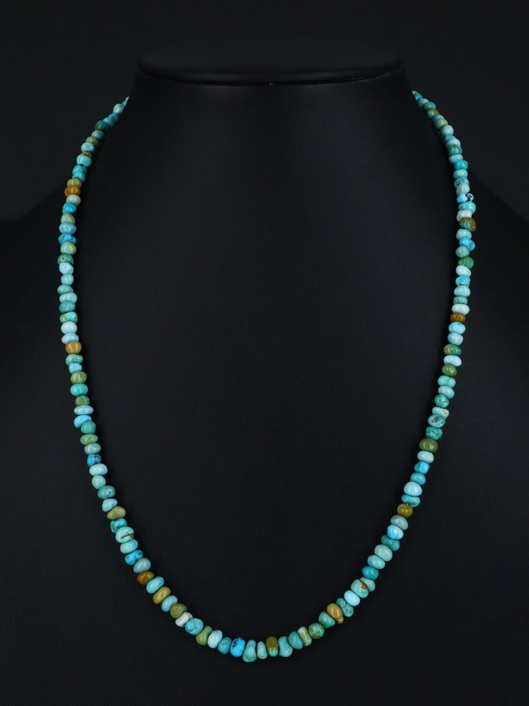 20" Native American Single Strand Lone Mountain Turquoise Necklace - PuebloDirect.com