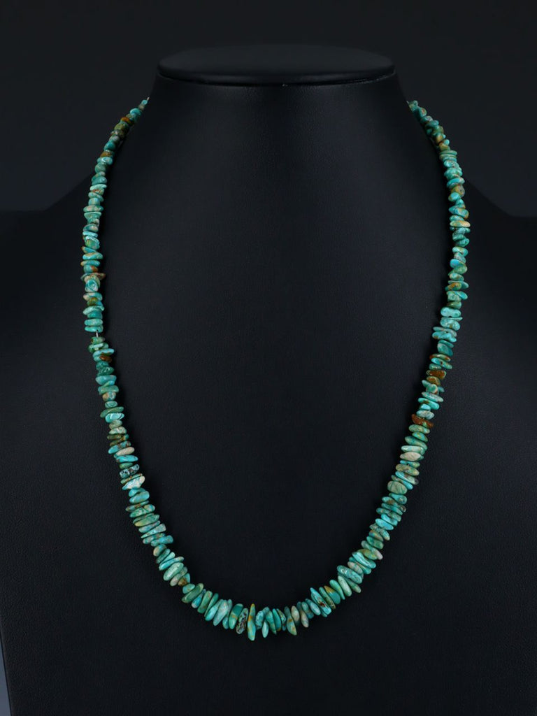 20" Native American Single Strand Carico Lake Turquoise Necklace - PuebloDirect.com