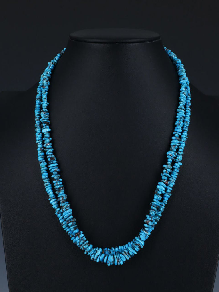 21" Navajo Double Strand Egyptian Prince Turquoise Necklace - PuebloDirect.com
