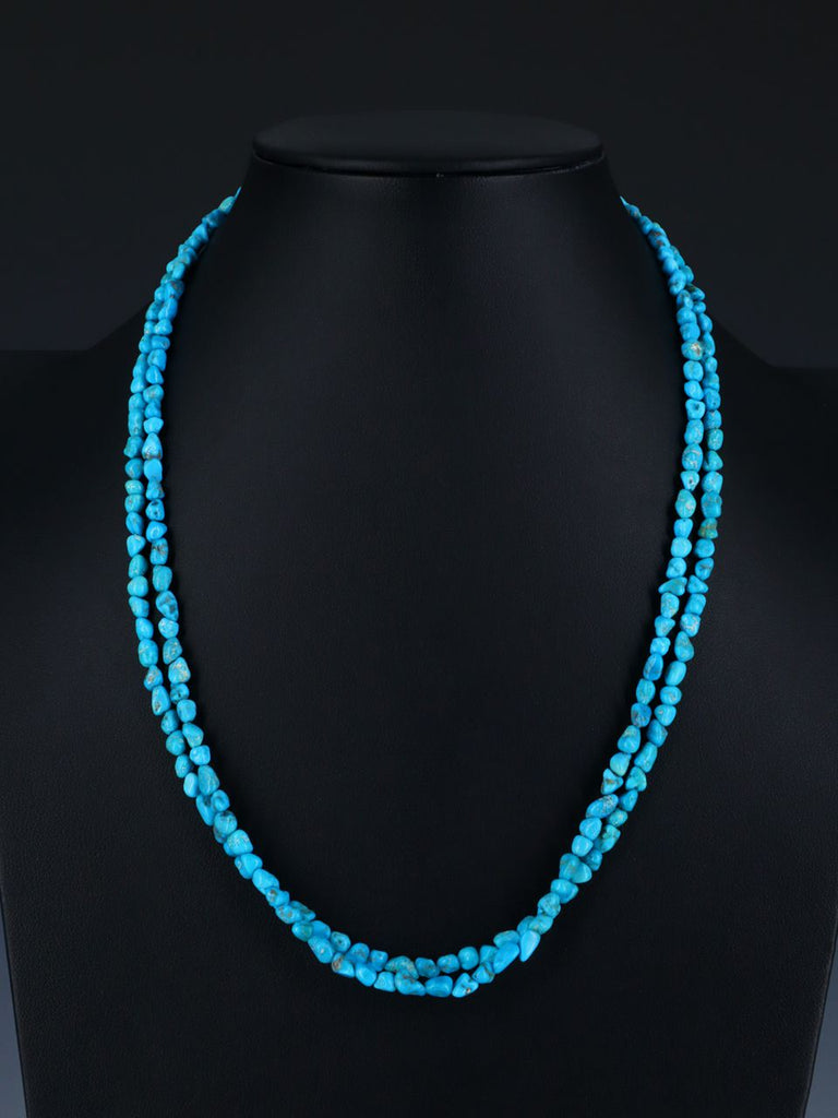 Native American Jewelry Sleeping Beauty Turquoise Double Strand Necklace - PuebloDirect.com