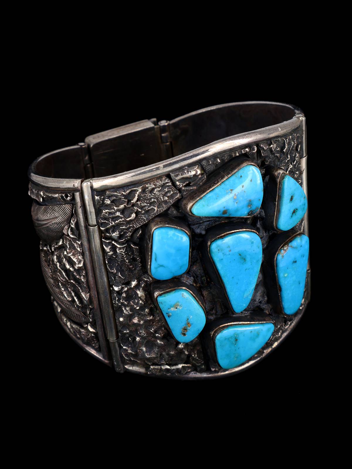 Vintage Estate Navajo Sterling Silver Morenci Turquoise Bracelet
