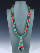 Native American Santo Domingo Spiny Oyster and Turquoise Necklace - PuebloDirect.com
