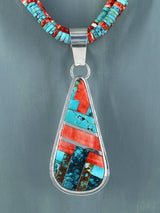 Native American Santo Domingo Spiny Oyster and Turquoise Necklace - PuebloDirect.com