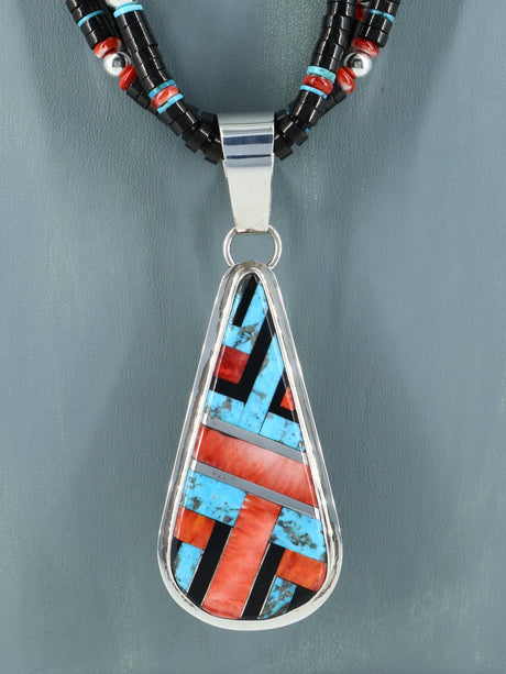 Native American Santo Domingo Black Jet and Turquoise Necklace - PuebloDirect.com
