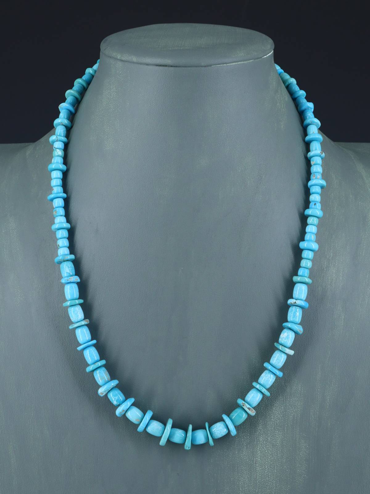 21" Sleeping Beauty Turquoise Beaded Necklace - PuebloDirect.com