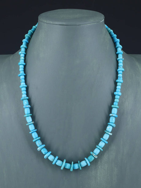 21" Sleeping Beauty Turquoise Beaded Necklace - PuebloDirect.com
