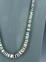 27" Navajo Single Strand Spiny Oyster and Turquoise Necklace - PuebloDirect.com