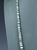 27" Navajo Single Strand Spiny Oyster and Turquoise Necklace - PuebloDirect.com