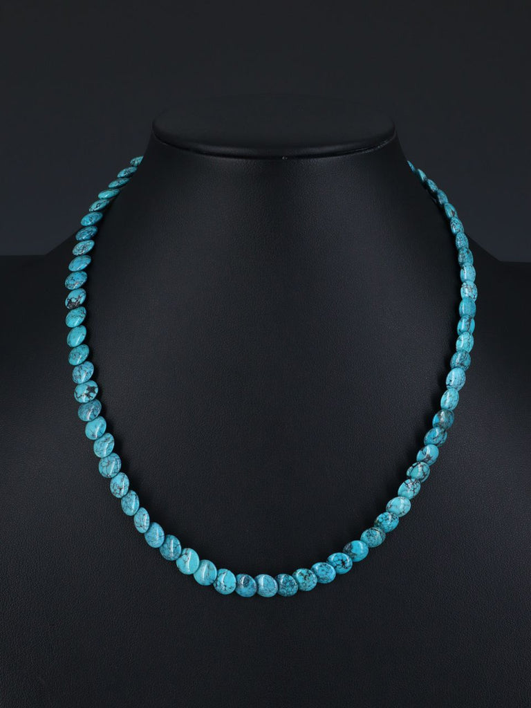 18" Native American Jewelry Single Strand Turquoise Disc Necklace - PuebloDirect.com