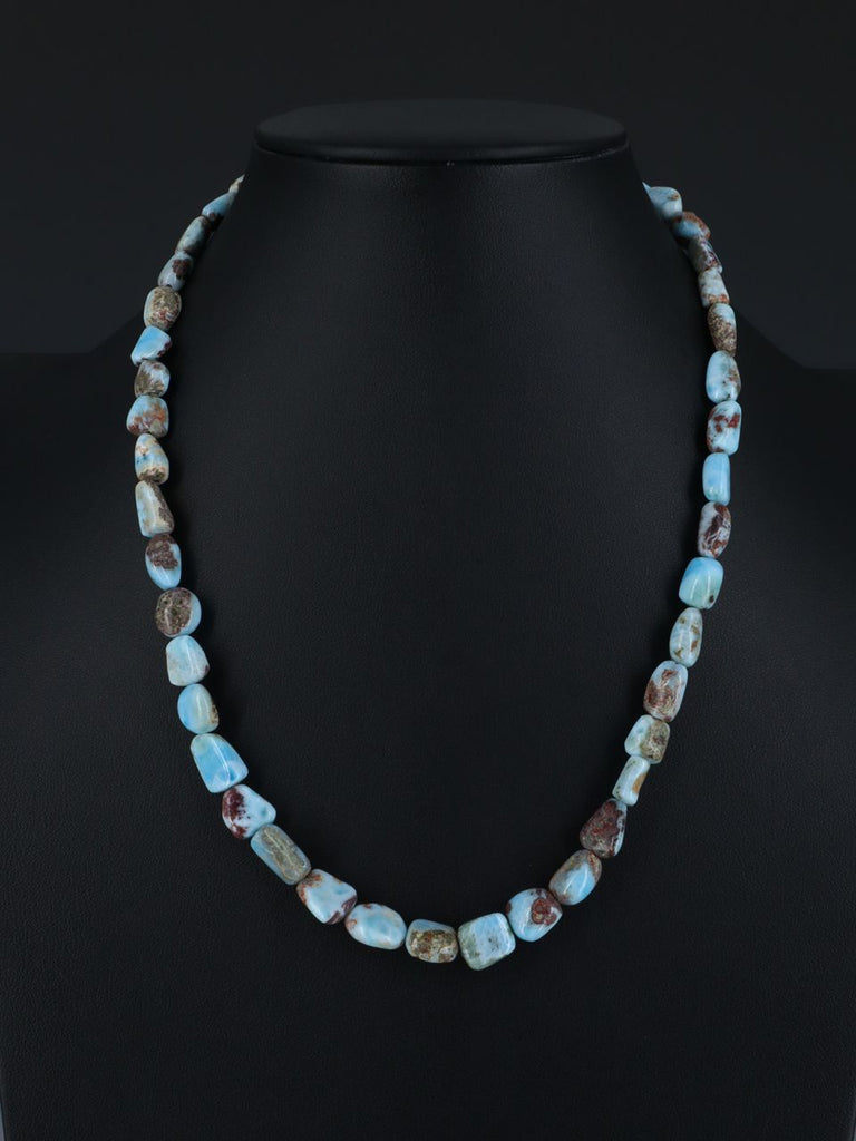 Native American Jewelry Single Strand Larimar Nugget Necklace - PuebloDirect.com
