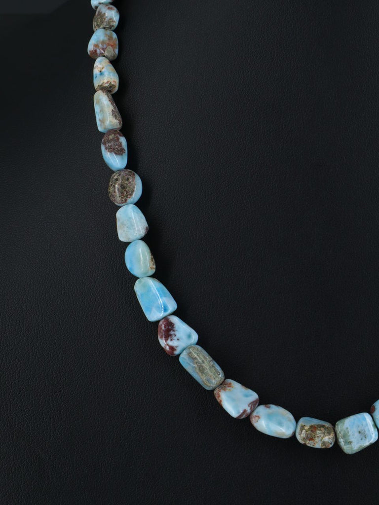 Native American Jewelry Single Strand Larimar Nugget Necklace - PuebloDirect.com