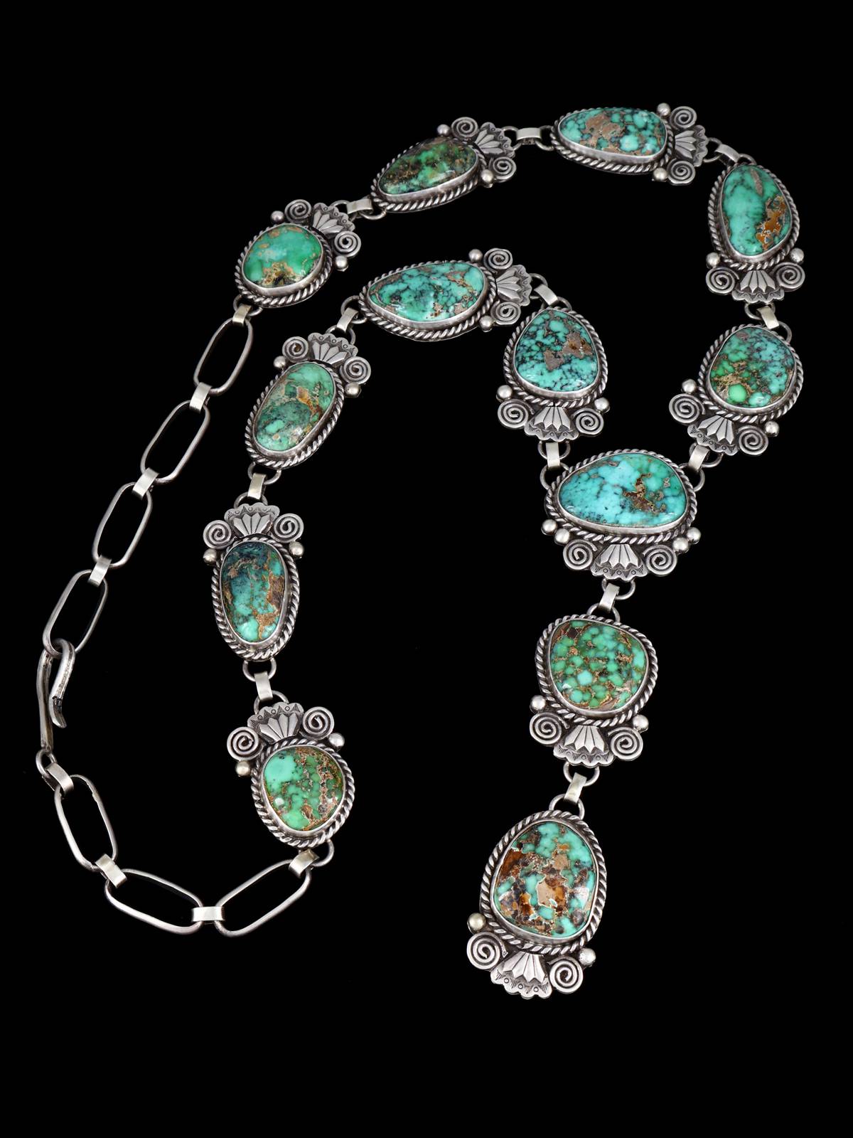 Native American Sterling Silver Carico Turquoise and Variscite