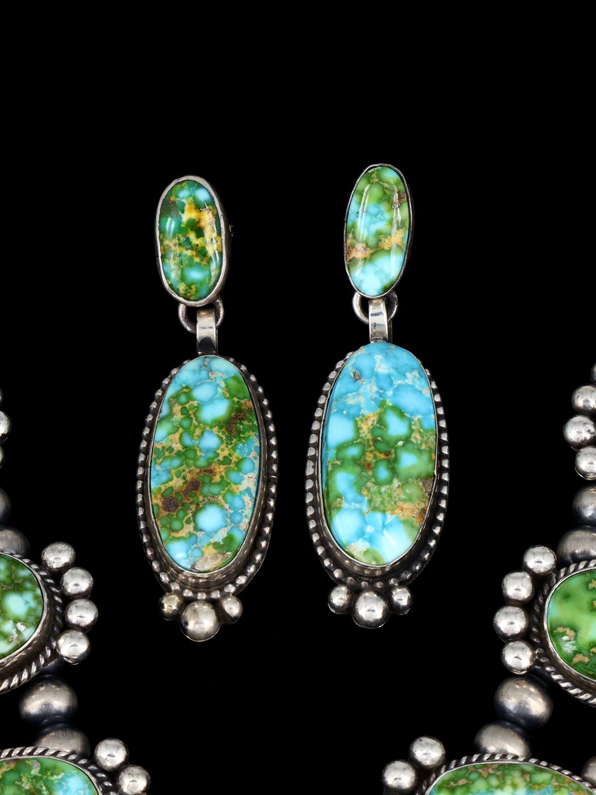 Native American Jewelry Sonoran Gold Turquoise Squash Blossom Necklace Set - PuebloDirect.com