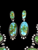 Native American Jewelry Sonoran Gold Turquoise Squash Blossom Necklace Set - PuebloDirect.com
