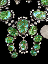 Native American Jewelry Sonoran Gold Turquoise Squash Blossom Necklace Set - PuebloDirect.com