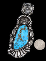 Native American Sterling Silver Jewelry Natural Morenci Turquoise Pendant