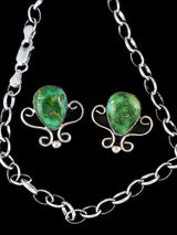 Native American Sonoran Gold Turquoise Lariat Necklace and Earring Set - PuebloDirect.com