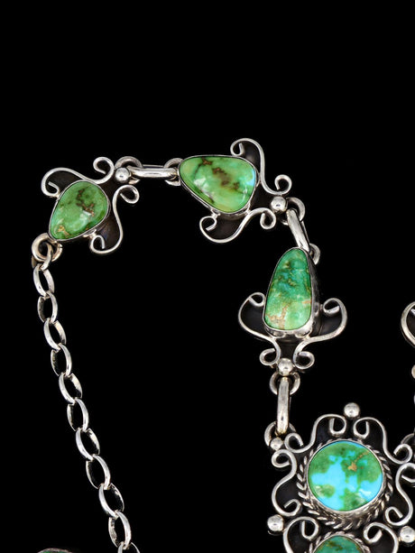 Native American Sonoran Gold Turquoise Lariat Necklace and Earring Set - PuebloDirect.com