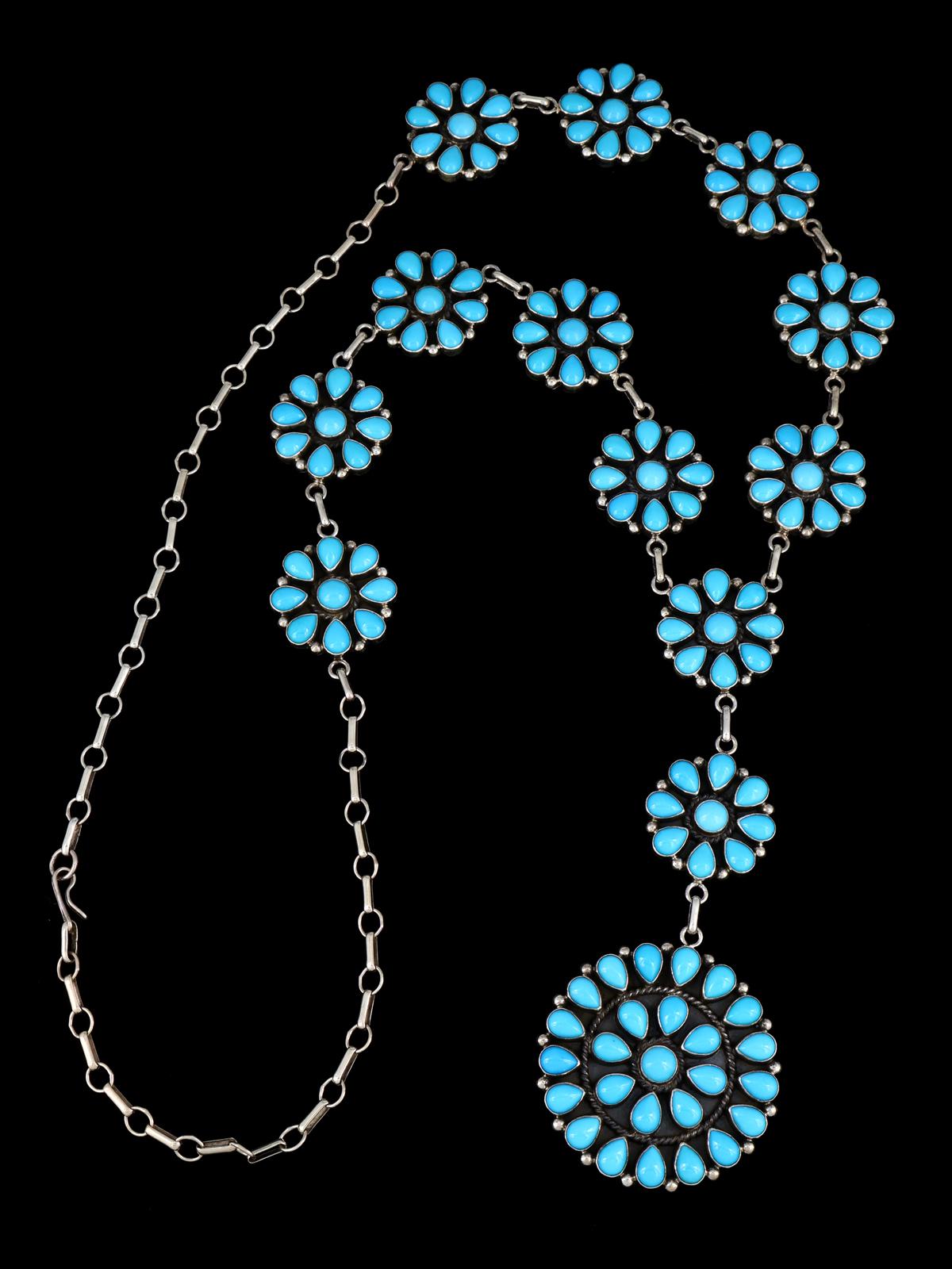 Navajo Jewelry Sterling Silver Sleeping Beauty Turquoise Lariat Necklace - PuebloDirect.com